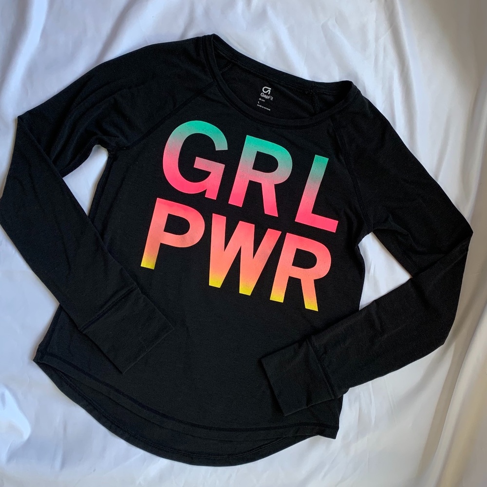 Gap Fit Kids long sleeve GIRL POWER T shirt